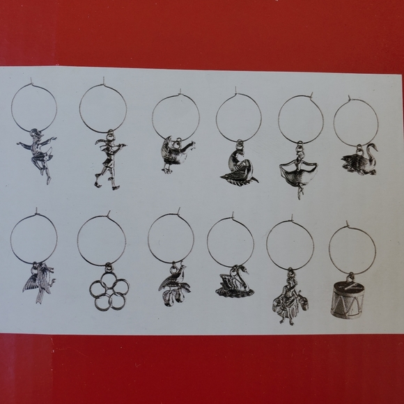 12 Days of XMAS drink charm set. Identify your glass. NWOT - Picture 3 of 10